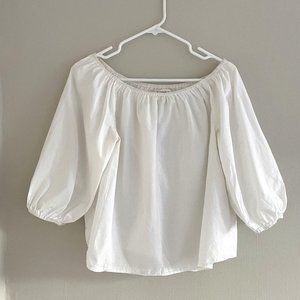 Anthropologie White Off-Shoulder Blouse